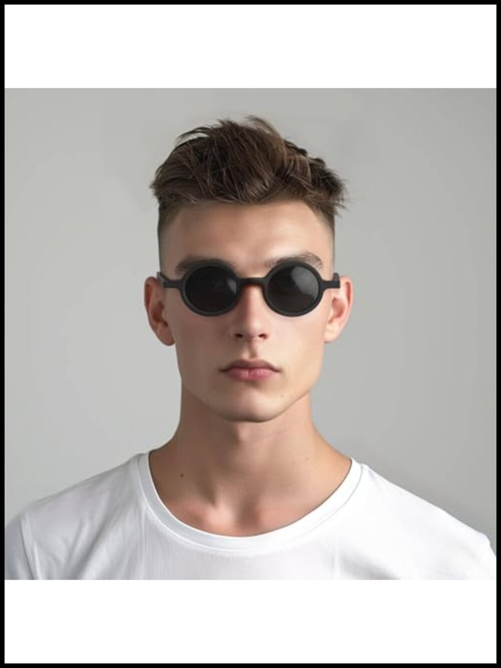 Unisex Round Sunglasses with Spring Hinge Polycarbonate Frame UV400 - Picture 3 of 5